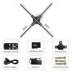 100cm yüksek çözünürlüklü Wifi reklam ekipmanları Led holografik projektör ekran 3d Hologram Led Fan ile 4 bıçakları - Product Image 6