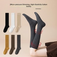 Chaussettes moulantes pour femmes, automne et hiver, longueur cheville et genou, chaussettes de compression ajustées en polyester et coton