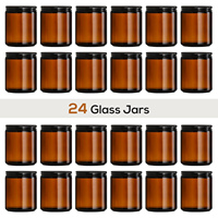 Ventes en gros de pots à bougies personnalisés de luxe uniques, 50 ml, 160 ml, 260 ml, 380 ml, pots à bougies vides transparents ambrés avec couvercles en verre