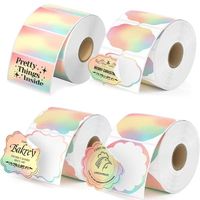 Étiquettes thermiques directes personnalisées d'usine couleurs arc-en-ciel claires étiquettes thermiques rondes holographiques transparentes étanches à l'huile