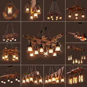 链条木制艺术吊灯照明仿古复古旧木珠灯吊灯木制吊灯复古 - Product Image 6