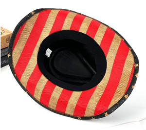 Sombrero de Vaquero Unisex de Paja con Diseño de Bandera Americana, Ala Moldeable, Sombreros para Fiestas Vaqueras de Texas, Actividades al Aire Libre, Viajes de Verano - Product Image 5