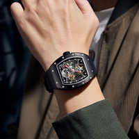Montre mécanique automatique squelette pour homme, boîtier en acier de luxe, montre-bracelet tendance, en stock, vente en gros, expédition immédiate, prix d'usine OEM