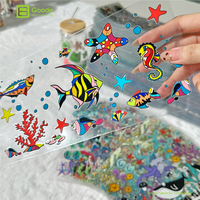 Goode Vibrant Tropical Sea Animals UV DTF pour enveloppes de tasses 16oz, gobelets, imperméables, durables, résistants à l'usure, à faire soi-même