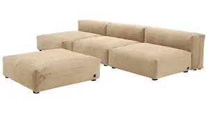 ATUNUS American Big Square Modular Sectional Sofa Couch Set Japanese Mid-Century Large Sofa Corduroy Fabric Sofa Set