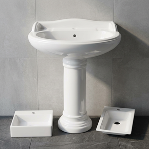 Lavabo con Pedestal a Precio Económico, Lavamanos con Soporte, Material Cerámico, Productos Sanitarios para Baño de la India - Product Image 4