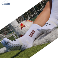 Chaussettes de sport de football à grip en microfibre suédée, qualité luxe, personnalisées, sans couture, tricotées, à compression, pour équipe, modèle Glacier Elite