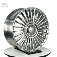 Jantes de luxe à rayons denses 21 pouces finition chrome miroir monobloc pour Mercedes Maybach BMW 7
