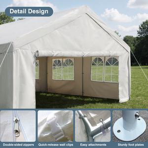13'x26' Carport Car <b>Canopy</b> Party <b>Tent</b> with Removable Sidewalls, Outdoor Gazebo with 2 Ground Tubes, for Parties Wedding BBQ - Product Image 4