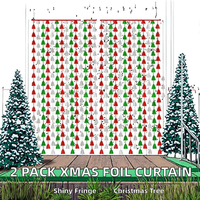 1 Pack Rideaux à Franges en Aluminium pour Arbre de Noël 3.3x6.6ft, Rideau Semi-Transparent Scintillant en Guirlandes, Décorations de Fête de Fin d'Année et du Nouvel An
