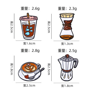 Broches de tasse à café en émail marron de dessin animé mignon épingle à café créative Badge épinglette pour les amateurs de café accessoire de bijoux - Product Image 4