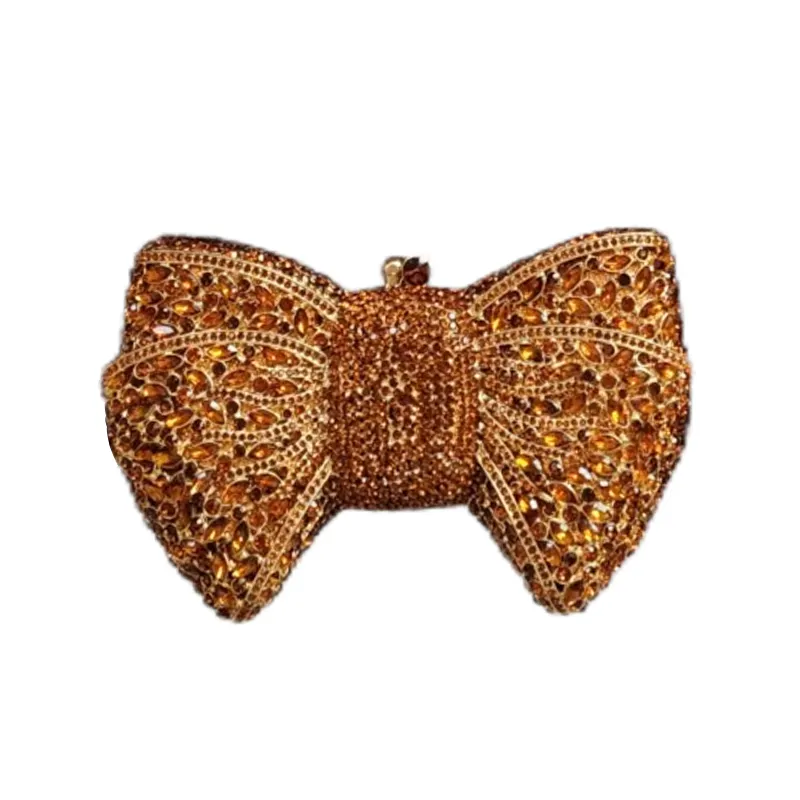 Изготовленный на заказ логотип Китай поставщик вечерние кошельки с кристаллами камень клатч в форме банта Свадебный женский галстук-бабочка клатч для женщин