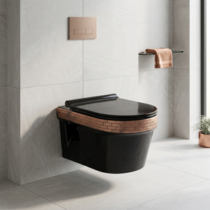 WC mural intelligent en céramique sans rebord, imprimé style rétro moderne, taille standard, gris, sanitaires EWC - Product Image 3