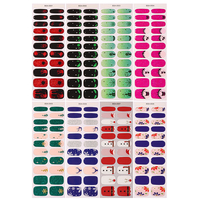 Autocollants pour ongles en gel sans UV, effet œil de chat, pailletés, imperméables, pour acheteurs de magasins de beauté, collection Noël RTS 22 Tips