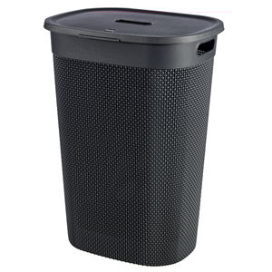 Panier à linge FILO en plastique recyclé 44x35x61cm 55L gris foncé - Product Image 1