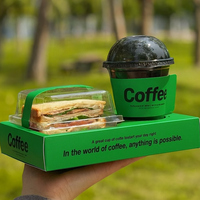 Boîte d'emballage pour œufs et toasts avec logo personnalisé, emballage épais pour sandwichs, emballage pour restaurant, gobelet à café, plateau en papier avec poignée intégrée