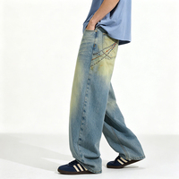 Jeans de Estilo Y2K con Cadena Digital Decorativa, Estampado y Diseño de Agujeros, de Alta Calidad
