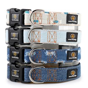 थोक निर्माता गर्म बड़े कुत्ते विस्तृत 2.5cm डेनिम सस्ते गला घोंटना नि: शुल्क कुत्ते नायलॉन कॉलर - Product Image 1