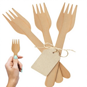 Fourchette jetable en bois de bouleau biodégradable 165 mm – Couverts en bois écologiques de qualité alimentaire pour les fêtes - Product Image 4