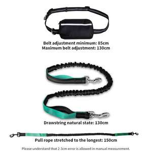 OKKPETS Correa de perro manos libres con bolsa de cremallera manijas acolchadas dobles y Bungee duradero para caminar trotar correr perro mascota - Product Image 5