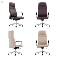 Chaise de bureau de direction en cuir véritable de luxe, dossier ergonomique, pivotante et réglable, chaise de bureau pour manager, PDG, cadre en aluminium