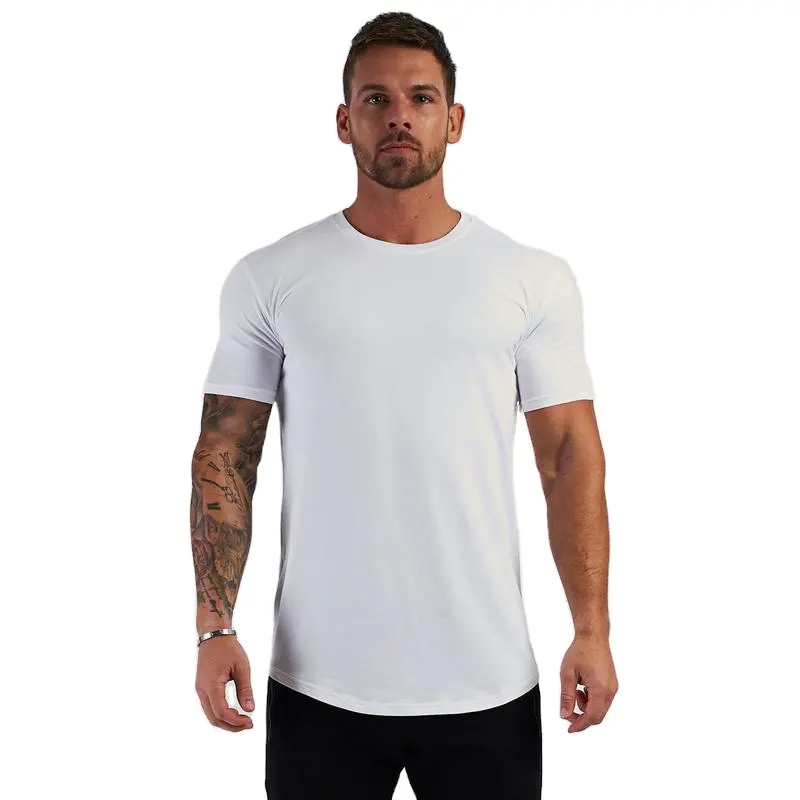 Camiseta corta de algodón egipcio para hombre, camiseta con relieve para fitness, fr, gimnasio, terry francés