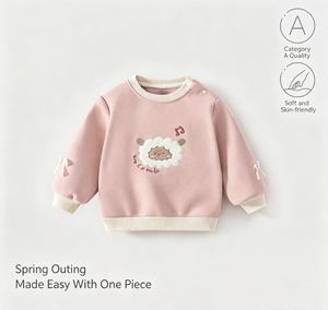 Sweat-shirt bébé mignon en forme de mouton, style pull, coton et polyester, chic décontracté pour l'automne - Product Image 5