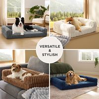 Lit orthopédique pour chien U-PETS, écologique, avec rembourrage en coton, lavable, design moderne et luxueux, lit-caverne rectangulaire pour grands chiens