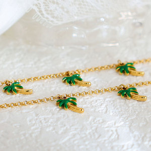 Collar de Joyería con Colgante de Árbol de Coco Chapado en Oro de 18k, de Acero Inoxidable 316L, Resistente al Agua y al Deslustre, para Mujer - Product Image 4