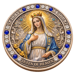 Vente en gros 2026 Pièce de monnaie en fer plaqué personnalisée Nouvelle Religion 2D Reine du Ciel Prière du Seigneur Cadeau - Product Image 3