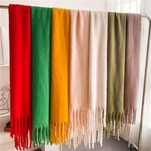 Écharpes longues en pashmina uni de couleur unie, élégantes, chaudes pour l'hiver, en acrylique de luxe pour femmes, vente en gros - Product Image 1