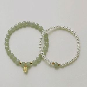 New Chinese Style Imitation Pearl Beaded <b>Bracelet</b> Ancient Green Agate Beads Charm <b>Bracelet</b> for Women Gemstone <b>Cuff</b> <b>Bracelet</b> - Product Image 2