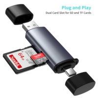 Lector de tarjetas USB 2,0, interfaz dual TF y SD USB 2,0, conexión a PC y tarjeta móvil, lector de tarjetas USB, Plug and Play, intercambio en caliente