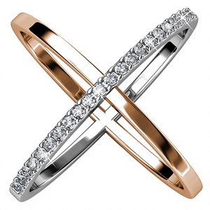 Anillo de Compromiso de Moda Chapado en Oro Blanco de 18K y Oro Rosa con Cristales de Estrás para Mujer, Regalo de Aniversario de Boda, Tercera Opción de Regalo - Product Image 3