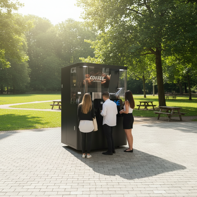 LE Commercial Coffee Vending Machine 7" Touchscreen Cloud-Based Management Auto Clean Function 150-200 Capacity Multi-Protocol