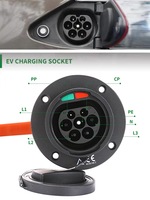 Soket Pria Tipe 2 IEC 62196-2 Kondisi Baru Inlet Kendaraan Listrik Stopkontak Samping Mobil EV 16A 32A Steker EV Sxipence EVO-SS32A-T2