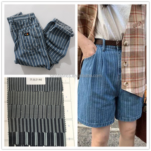 Tissu denim 21s en viscose, lin, ramie, coton, 6.5oz, imprimé motif losanges froissé, non lavé, 8.9-13.5oz, jacquard teint en fil pour enfants - Product Image 1