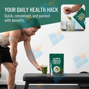 SUNI OEM/ODM, Fórmula Personalizada de Marca Privada, Suplemento de Café en Polvo <span class=keywords><strong>Super</strong></span> Greens 100% Soluble en Agua para la Inmunidad Diaria - Product Image 5
