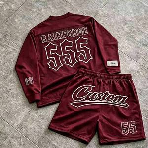 Custom Logo High Quality Mesh Polyester Basketball Jersey Style Graphic Print <b>Long</b> Sleeve <b>Mens</b> Tracksuit Set - Product Image 3