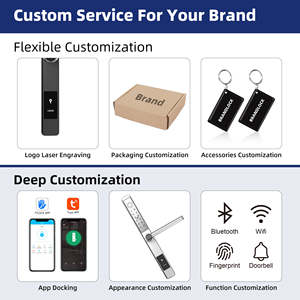 แอปพลิเคชันความปลอดภัย WiFi <span class=keywords><strong>สมา</strong></span>ร์ทล็อคประตูแบบบาง ลายนิ้วมือ อลูมิเนียม Tuya TTLOCK สำหรับประตู <span class=keywords><strong>UPVC</strong></span> แบบแคบ และประตูไม้ - Product Image 6