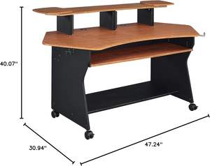 <span class=keywords><strong>Bureau</strong></span> de studio d'enregistrement musical <span class=keywords><strong>avec</strong></span> <span class=keywords><strong>plateau</strong></span> pour clavier de piano, table de travail pour studio d'enregistrement <span class=keywords><strong>avec</strong></span> supports, étagère inférieure - Product Image 2