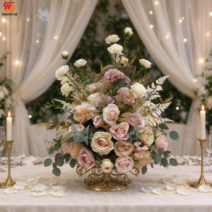 Boule de fleurs artificielle en soie marron personnalisée de 40 cm, arrangement floral pour centre de table de mariage, banquet, fête, événement - Product Image 1