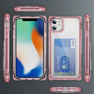 Capa de telefone com slot para cartão transparente para iPhone 11 Designer de luxo à prova de choque Smart Cover Edition