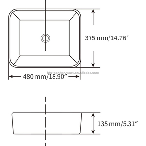 BTO vente directe d'usine moderne Lavabo comptoir de salle de bain rectangulaire bassin en céramique évier de navire de salle de bain - Product Image 5