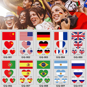 Pegatinas de <span class=keywords><strong>tatuajes</strong></span> temporales para rostro, estilo europeo-americano, impermeables, 2026, con diseños de fútbol, diversión y banderas - Product Image 1