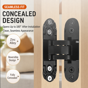 Bisagra de puerta oculta ajustable 3D de alta resistencia 60KG 110X30 de aleación de zinc negro mate 180 grados para herrajes de puertas de madera interiores - Product Image 3