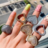 AliExpress Commerce Extérieur Nouvelle Bague en Pierre Naturelle Cœur Zircon Style Hip Hop Cool pour Couple YYN Source
