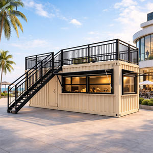Restaurant BBQ modulaire en conteneur maritime portable de 20 pieds ou 40 pieds avec structure en acier durable et espace repas sur le toit - Product Image 1