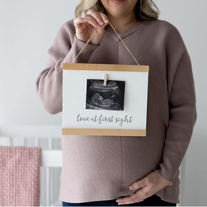 Amour à première vue mur Art pince en bois bébé souvenir cadre <span class=keywords><strong>grossesse</strong></span> <span class=keywords><strong>annonce</strong></span> cadre photo - Product Image 4