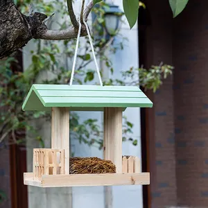 Mangeoire à oiseaux en bois pour le jardin 2 cages porte-suifs pour oiseaux sauvages.